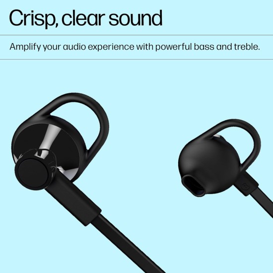 HP 150 Black Wired Headphones On Ear Headset with in-Line Microphone/Taggle-Free with Long & Flat Cord/1 Year RTB Warranty, X7B04AA (Black)