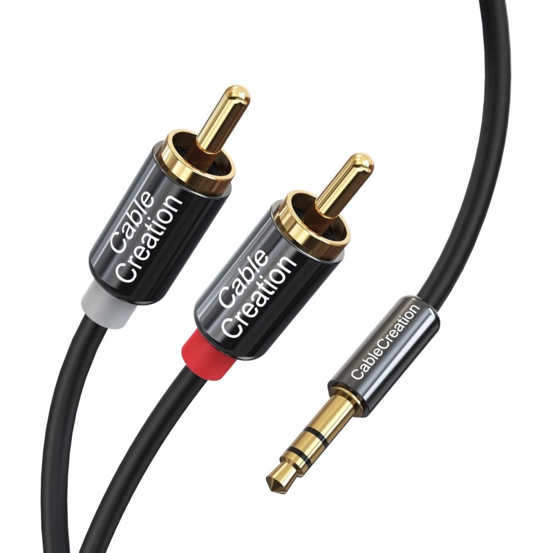 CableCreation RCA Cable, 3.5 mm to RCA Stereo Audio Y Splitter, 2RCA Male to Male Cable for TV, Smartphones, MP3, Tablets, Speakers, Home Theater (1.6 ft, Gold Plated Black) CableCreation RCA Cable, 3.5 mm to RCA Stereo Audio Y Splitter, 2RCA Male to Male Cable for TV, Smartphones, MP3, Tablets, Speakers, Home Theater (1.6 ft, Gold Plated Black)