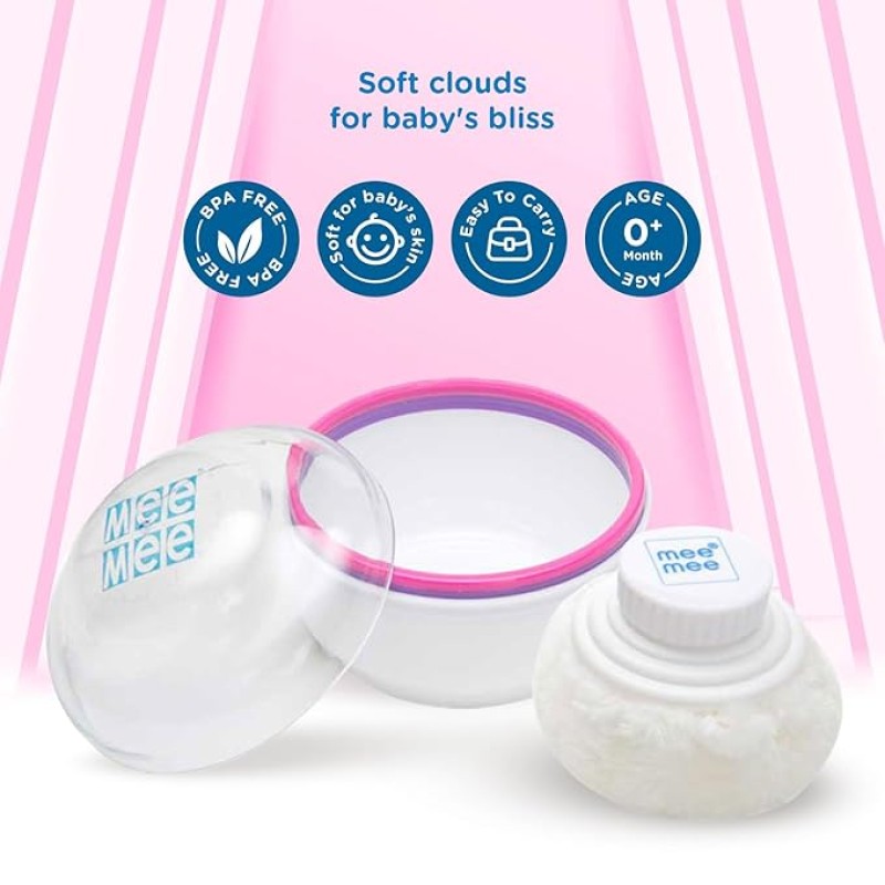 Mee Mee Soft-Feel Blue Powder Puff with with Box Holder Container for New Born and Kids | Gentle Touch for Your Little One's Skin | BPA-Free (Single Pack) Mee Mee Soft-Feel Blue Powder Puff with with Box Holder Container for New Born and Kids | Gentle Touch for Your Little One's Skin | BPA-Free (Single Pack)