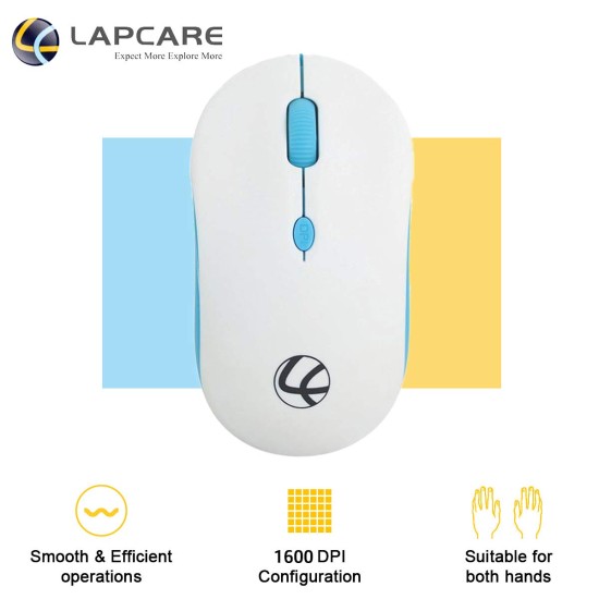 LAPCARE Safari 2.4G 1600 DPI Compact Wireless Mouse with Nano Receiver and 10 Meter Range 