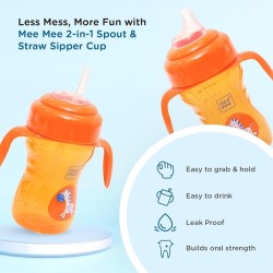 Mee Mee Baby Trainer Sippy Cup | Soft Spout, Leakproof Sipper for Toddlers | Dual Handle for Easy Grip | Non -Toxic, Lightweight & BPA Free, Orange (210 Ml)