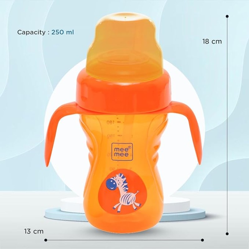 Mee Mee Baby Trainer Sippy Cup | Soft Spout, Leakproof Sipper for Toddlers | Dual Handle for Easy Grip | Non -Toxic, Lightweight & BPA Free, Orange (210 Ml) Mee Mee Baby Trainer Sippy Cup | Soft Spout, Leakproof Sipper for Toddlers | Dual Handle for Easy Grip | Non -Toxic, Lightweight & BPA Free, Orange (210 Ml)