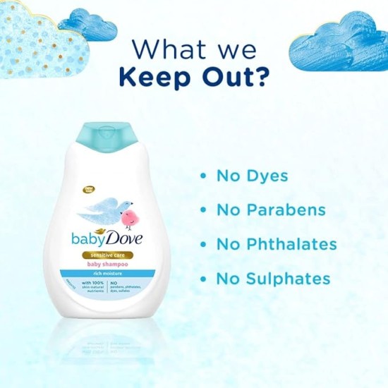 Baby Dove Shampoo 400 ml, Mild No Tears Rich Moisture Baby Shampoo for kids, Gentle Care for Baby's Soft Hair - No Sulphates No Paraben shampoo Visit the Baby Dove Store