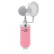 Powerpak BM 8000 Pink Condenser Sound Studio Recording Broadcasting Microphone+Pop Filter+Shock Mount (Requires Phantom Power or Sound Card)