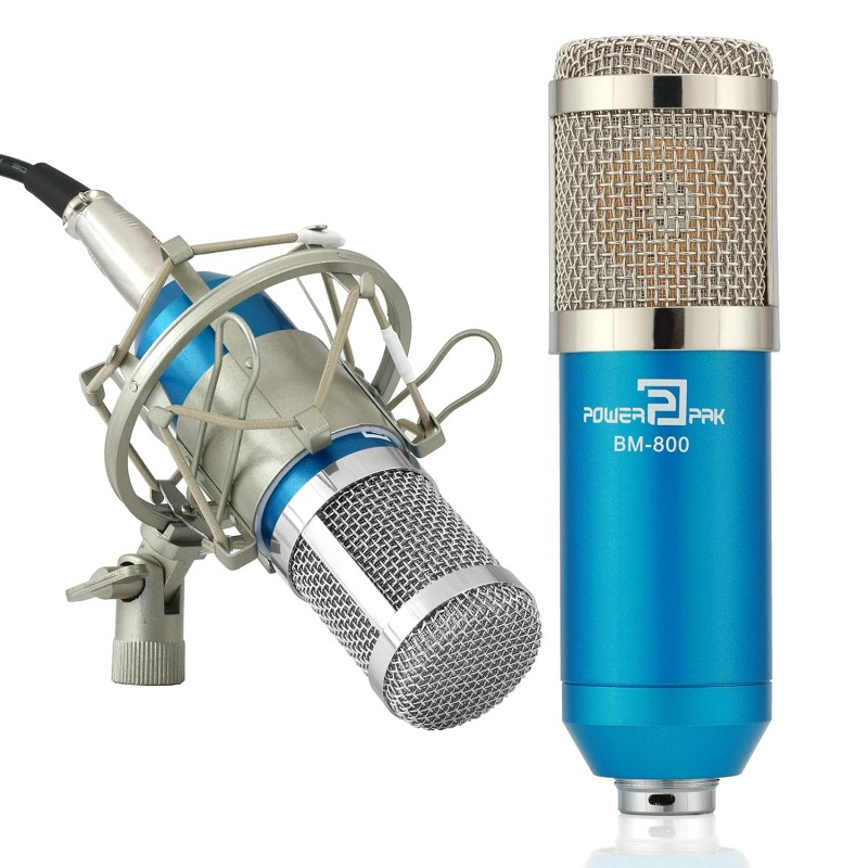 Powerpak Bm 800 Blue Professional Condenser Microphone With Metal Shock Mount (Requires Phantom Power Or Sound Card) - Usb Powerpak Bm 800 Blue Professional Condenser Microphone With Metal Shock Mount (Requires Phantom Power Or Sound Card) - Usb