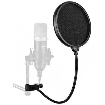 Ju�rez PF-100 6-inch Studio Microphone Pop Filter Shield Mask, Double Mesh Wind Screen with 360� Flexible Gooseneck and Quick Mount or Release Clamp for Recording, Singing and Broadcast Studio