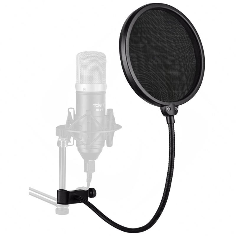 Ju�rez PF-100 6-inch Studio Microphone Pop Filter Shield Mask, Double Mesh Wind Screen with 360� Flexible Gooseneck and Quick Mount or Release Clamp for Recording, Singing and Broadcast Studio