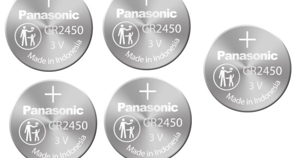 Panasonic CR-2450 Lithium Coin Battery 3v - Pack of 5 Provide Long Lasting Power in a Variety of Devices,from keyless-Entry fobs to Toys