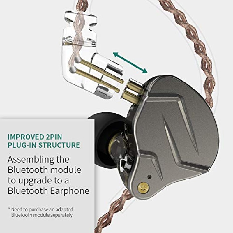 KZ ZSN Pro Dynamic Hybrid Dual Driver in Ear Earphones Detachable Tangle-Free Cable Musicians in-Ear Earbuds Headphones (Gray Without Mic) KZ ZSN Pro Dynamic Hybrid Dual Driver in Ear Earphones Detachable Tangle-Free Cable Musicians in-Ear Earbuds Headphones (Gray Without Mic)