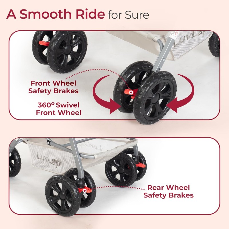 LuvLap Sunshine Baby Stroller/Pram for 0 to 3 Years, New Born/Toddler/Kid, 5 Point Safety Harness, Adjustable backrest, 360� Swivel Wheel, Large Storage Basket, Reversible Handlebar (Stripes) LuvLap Sunshine Baby Stroller/Pram for 0 to 3 Years, New Born/Toddler/Kid, 5 Point Safety Harness, Adjustable backrest, 360� Swivel Wheel, Large Storage Basket, Reversible Handlebar (Stripes)