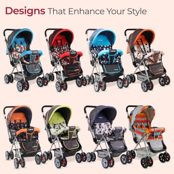 LuvLap Sunshine Baby Stroller/Pram for 0 to 3 Years, New Born/Toddler/Kid, 5 Point Safety Harness, Adjustable backrest, 360� Swivel Wheel, Large Storage Basket, Reversible Handlebar (Stripes) LuvLap Sunshine Baby Stroller/Pram for 0 to 3 Years, New Born/Toddler/Kid, 5 Point Safety Harness, Adjustable backrest, 360� Swivel Wheel, Large Storage Basket, Reversible Handlebar (Stripes)
