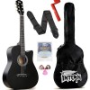 Intern INT-38C-SB Right hand Acoustic Guitar Kit, With Bag, Strings, Pick, Strap and String Winder (38C, BLACK)