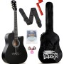 Intern INT-38C-SB Right hand Acoustic Guitar Kit, With Bag, Strings, Pick, Strap and String Winder (38C, BLACK)