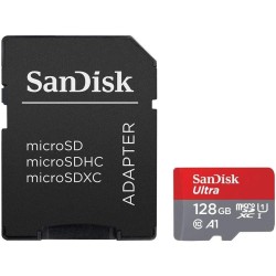 SanDisk 128GB Ultra MicroSDXC UHS-I Memory Card with Adapter - 100MB/s, C10, U1, Full HD, A1, Micro SD Card - SDSQUAR-128G-GN6MA