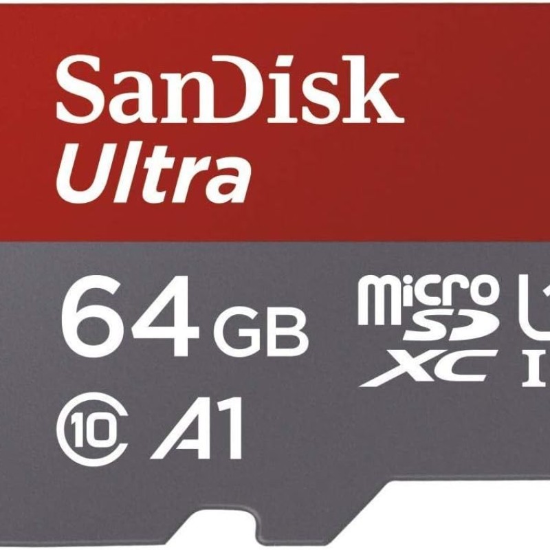 SanDisk 64GB Ultra MicroSDXC UHS-I Memory Card with Adapter - 100MB/s, C10, U1, Full HD, A1, Micro SD Card - SDSQUAR-064G-GN6MA SanDisk 64GB Ultra MicroSDXC UHS-I Memory Card with Adapter - 100MB/s, C10, U1, Full HD, A1, Micro SD Card - SDSQUAR-064G-GN6MA