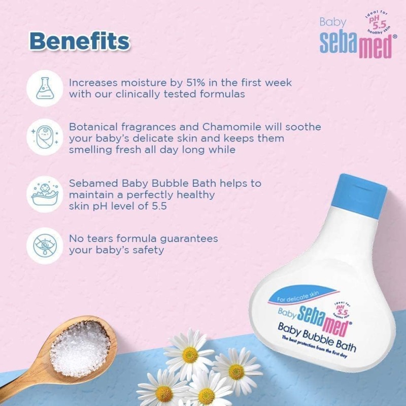 Baby Sebamed Bubble Bath|pH 5.5|With Chamomile|No Tears |200 ml