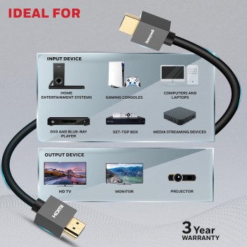 (Refurbished) Honeywell HDMI Cable v2.0 with Ethernet, 3D/4K@60Hz Ultra HD Resolution, 2 Mtr, 18 GBPS Transmission Speed, High-Speed, Compatible with all HDMI Devices Laptop Desktop TV Set-top Box Gaming Console (Refurbished) Honeywell HDMI Cable v2.0 with Ethernet, 3D/4K@60Hz Ultra HD Resolution, 2 Mtr, 18 GBPS Transmission Speed, High-Speed, Compatible with all HDMI Devices Laptop Desktop TV Set-top Box Gaming Console