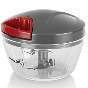 Pigeon Plastic Mini Handy and Compact Chopper with 3 Blades (12683, 400 ml, Grey)