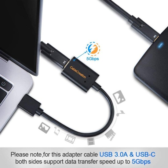 CableCreation USB Type A to USB Type C Adapter Cable, Type A 3.0 Male to Type C Female Data Converter for Laptop and PC,Oculus Quest Link