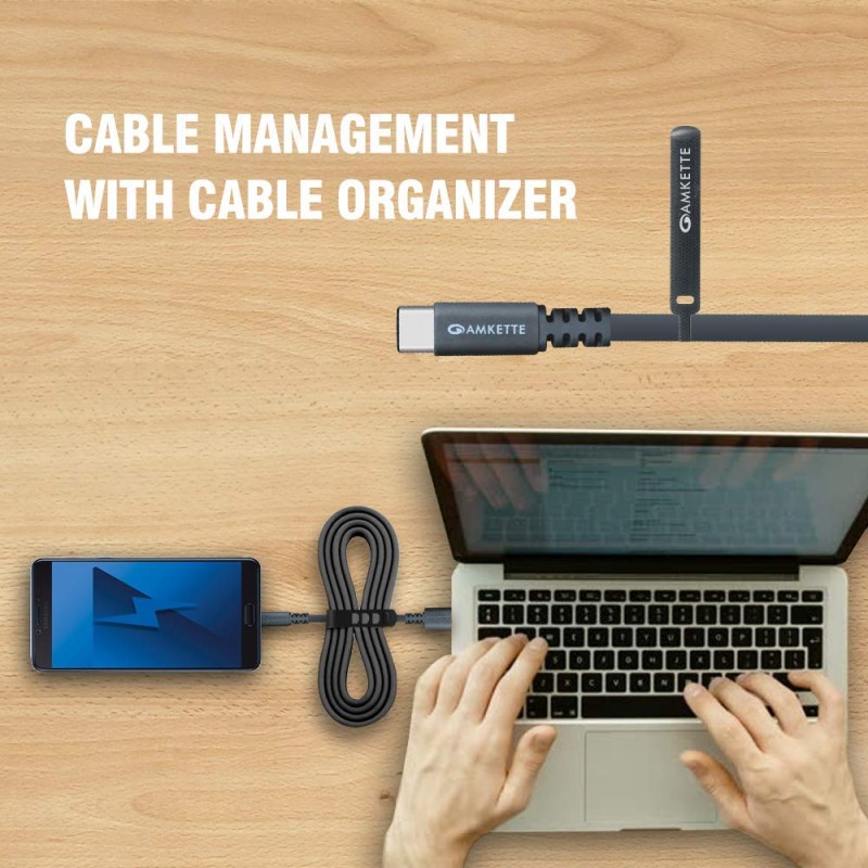 Amkette Charge Pro Type C Extra Tough Flat Fast Charging Cable for Smartphone, Charging Adapter - 4.92 Feet (1.5 Meters - Space Grey) Amkette Charge Pro Type C Extra Tough Flat Fast Charging Cable for Smartphone, Charging Adapter - 4.92 Feet (1.5 Meters - Space Grey)