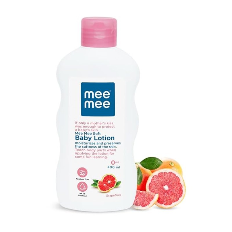 Mee Mee Moisturizing Baby Lotion 400ml for Face & Body | Chamomile & Grapefruit Extracts | For All Skin Types, For Newborns/Kids | For 24Hrs Moisturization | Hypoallergenic, Balanced pH Mee Mee Moisturizing Baby Lotion 400ml for Face & Body | Chamomile & Grapefruit Extracts | For All Skin Types, For Newborns/Kids | For 24Hrs Moisturization | Hypoallergenic, Balanced pH