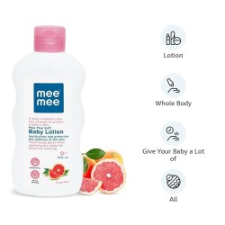 Mee Mee Moisturizing Baby Lotion 400ml for Face & Body | Chamomile & Grapefruit Extracts | For All Skin Types, For Newborns/Kids | For 24Hrs Moisturization | Hypoallergenic, Balanced pH