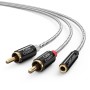 CableCreation 3.5mm to RCA Cable, 20CM 3.5mm Female to 2RCA Male Stereo Audio Cable Gold Plated for TV,Smartphones, MP3, Tablets, Speakers,Home Theater,0.75FT