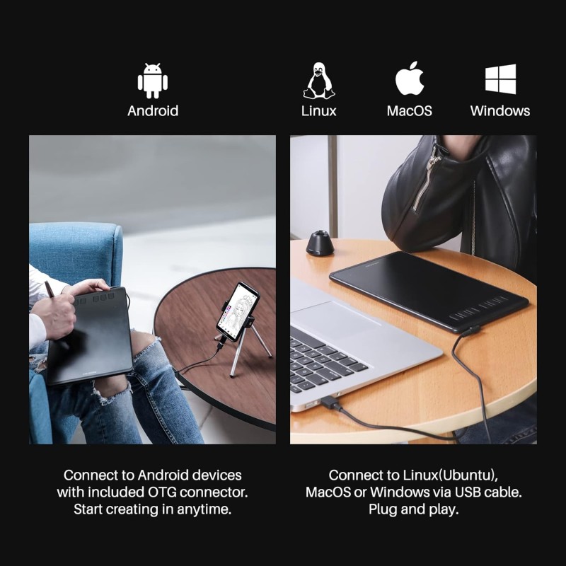 Huion Inspiroy H640P Graphics Drawing Tablet with Battery-Free Stylus and 8192 Pressure Sensitivity (Android 6.0 & Above Supported with 6.3.*3.9 Active Area) Black Huion Inspiroy H640P Graphics Drawing Tablet with Battery-Free Stylus and 8192 Pressure Sensitivity (Android 6.0 & Above Supported with 6.3.*3.9 Active Area) Black