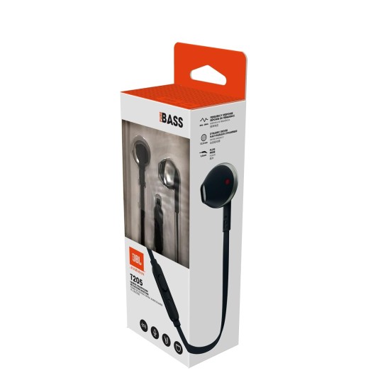 JBL T205 by Harman Pure Bass Metal Earbud Headphones with Mic