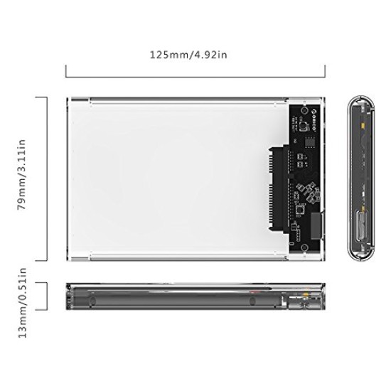 ORICO 2. 5 inch Transparent USB3. 0 Hard Drive Enclosure (2139U3)