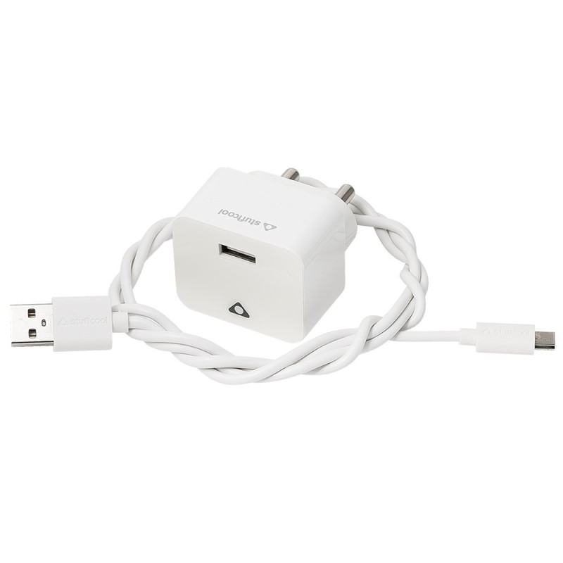 Stuffcool Charge it Kit 1A USB Wall Charger/Travel Charger with Wall Adapter and 1M Micro USB Cable for Android Smartphones - White Stuffcool Charge it Kit 1A USB Wall Charger/Travel Charger with Wall Adapter and 1M Micro USB Cable for Android Smartphones - White