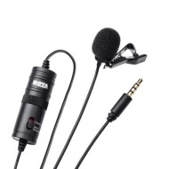 Boya ByM1 Auxiliary Omnidirectional Lavalier Condenser Microphone with 20ft Audio Cable (Black)