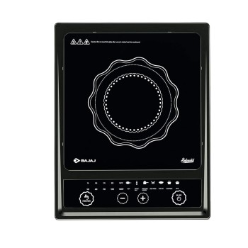 Bajaj Splendid 1200W Induction Glass Ceramic Cooktop with Pan Sensor and Voltage Pro Technology, Black