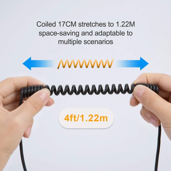 CableCreation Micro USB to Micro USB Cable, (0.56ft to 5ft) Coiled Micro USB OTG Cable with Gold Plated Connector and Aluminium Shell for Android Smart Phones, Tablets, DJI Remote and More, Black