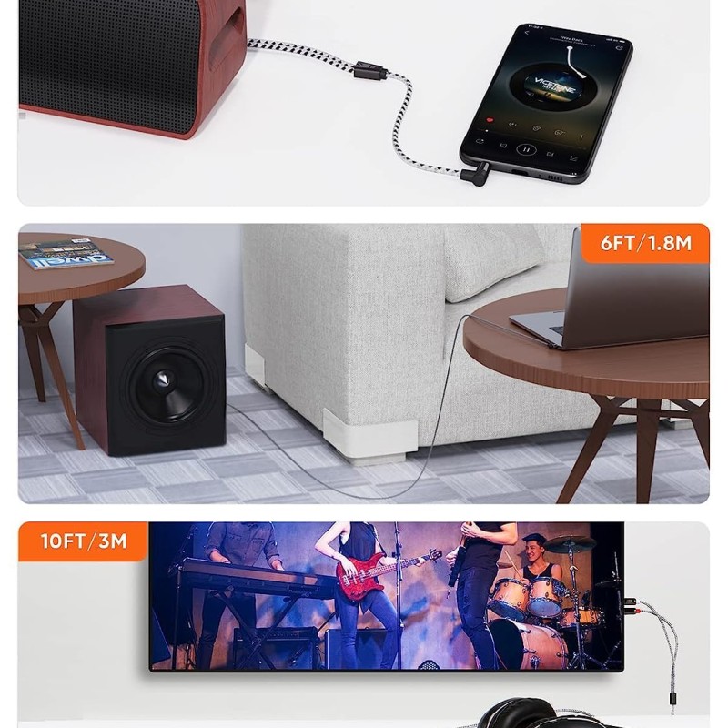 CableCreation 3.5mm to RCA Cable, 3 Feet Angle 3.5mm Male to 2RCA Male Auxiliary Stereo Audio Y Splitter Gold-Plated for Smartphones, MP3, Tablets, Speakers,Home Theater,HDTV,0.9M