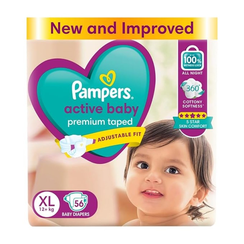 Pampers Active Baby Diapers, Extra Large (56 Count)