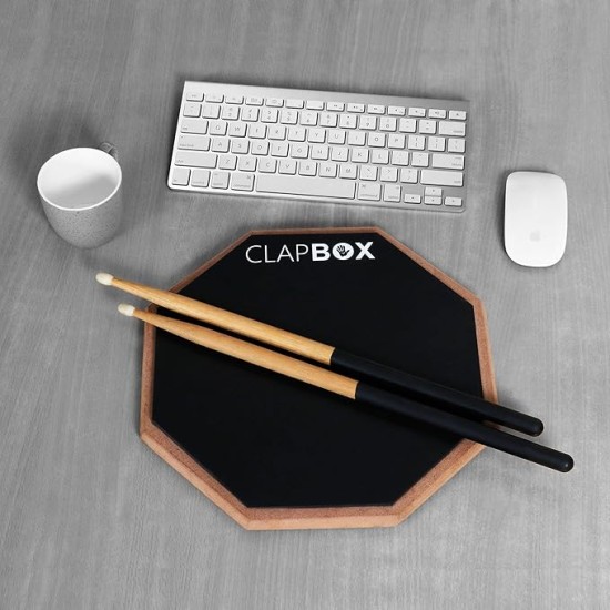 Clapbox Drum Practice Pad - 12 inches, Black (Practice pad only)