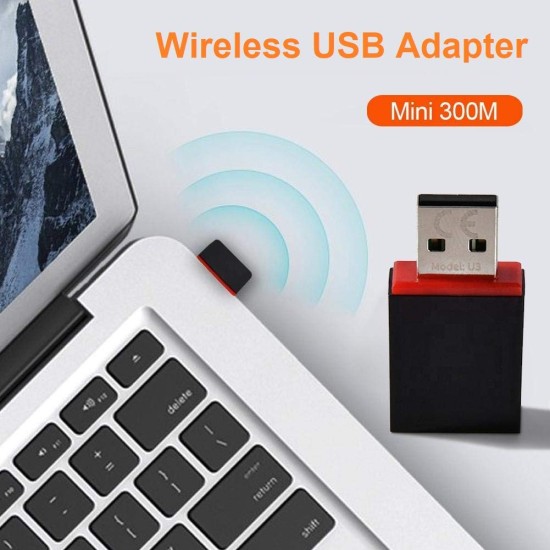 Tenda U3 WiFi Dongle 300Mbps USB Wireless Adapter, 2.4GHz, 2 Internal Antennas, USB 2.0, WPS, Soft AP Mode, Supports Windows 10/8.1/8/7 / XP, Mac OS 10.7~10.12, Linux (Black)