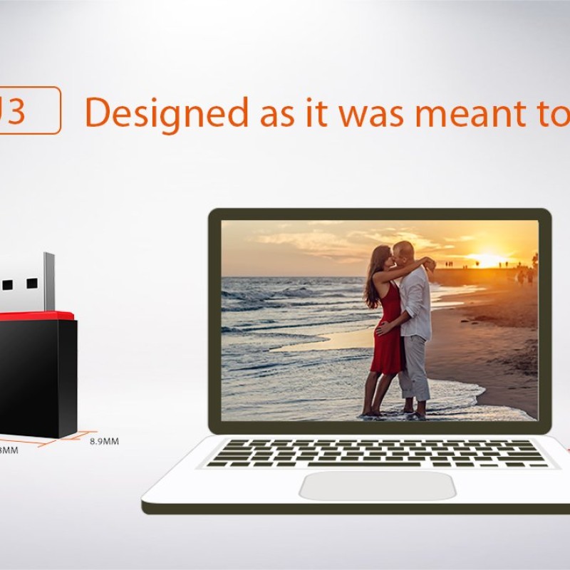 Tenda U3 WiFi Dongle 300Mbps USB Wireless Adapter, 2.4GHz, 2 Internal Antennas, USB 2.0, WPS, Soft AP Mode, Supports Windows 10/8.1/8/7 / XP, Mac OS 10.7~10.12, Linux (Black)