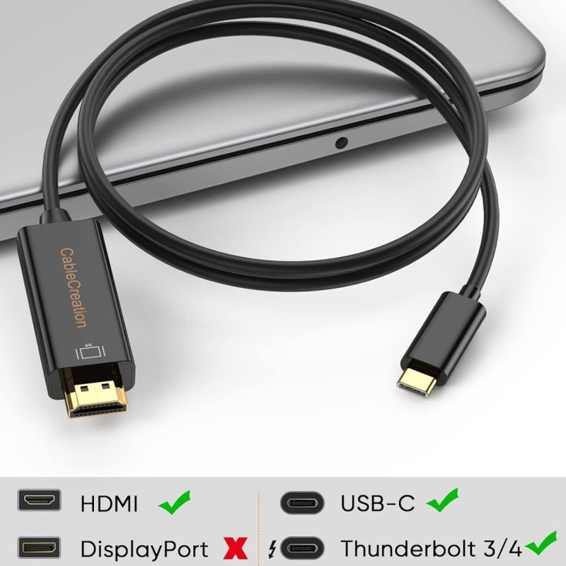 CableCreation Usb Type C To Hdmi 4K 30Hz, Thunderbolt 3/4 Compatible For Galaxy S22/S20, Macbook Pro/Air, Ipad Pro 2021/2020, Surface Book 2 (Black 3Ft) CableCreation Usb Type C To Hdmi 4K 30Hz, Thunderbolt 3/4 Compatible For Galaxy S22/S20, Macbook Pro/Air, Ipad Pro 2021/2020, Surface Book 2 (Black 3Ft)