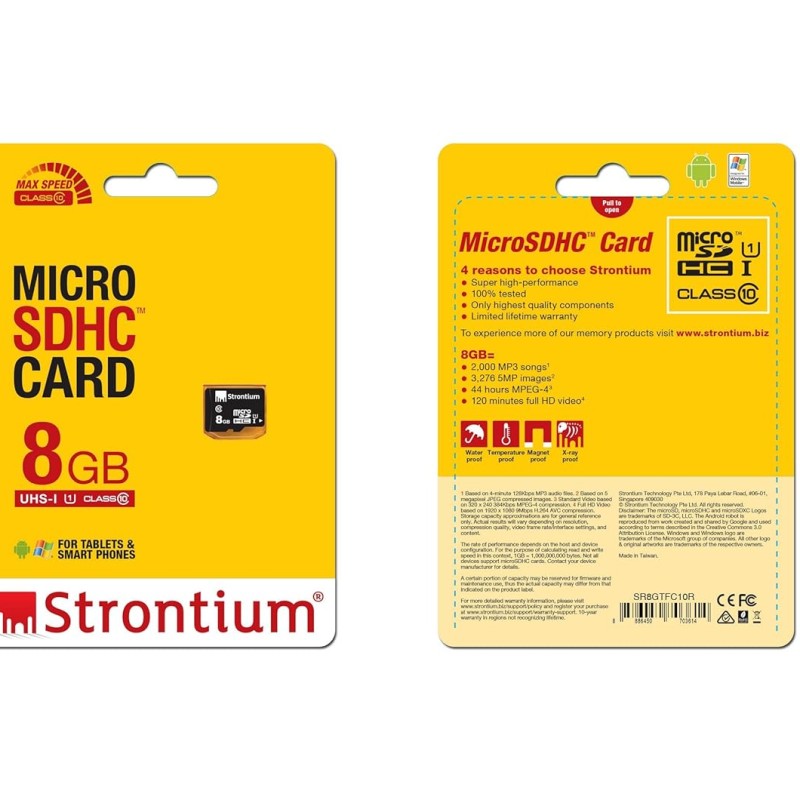 Strontium MicroSD Class 10-8GB Memory Card (Black) Strontium MicroSD Class 10-8GB Memory Card (Black)