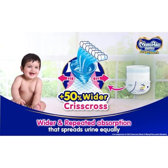 MamyPoko Pants All Night Absorb Baby Diapers, Newborn/X-Small (NB/XS), 64 Count, Upto 5kg, 1 Count