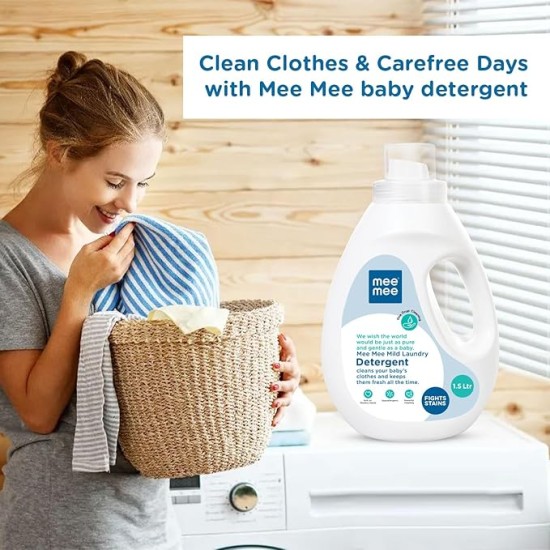 Mee Mee Baby Liquid Detergent 1.5 L | Ph balanced, Free from Harsh Chemicals, Safe for mother's hands & baby's skin | Anti-Bacterial, Removes Stains & Odor with One Drop, Hypoallergenic
