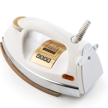 Usha EI 3710 Heavy Weight 1000-Watt Dry Iron with Golden American Heritage Soleplate, 1.75 Kg(White) Usha EI 3710 Heavy Weight 1000-Watt Dry Iron with Golden American Heritage Soleplate, 1.75 Kg(White)