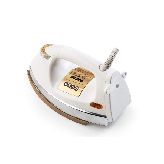 Usha EI 3710 Heavy Weight 1000-Watt Dry Iron with Golden American Heritage Soleplate, 1.75 Kg(White)