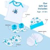 Mee Mee New Born Baby Gift Set | Soft Cotton Clothing Essentials for Infants/Baby Girls, Boys | Baby Shower Clothing Hamper (5 Pieces, Blue)| Ideal Gift for New Born Baby
