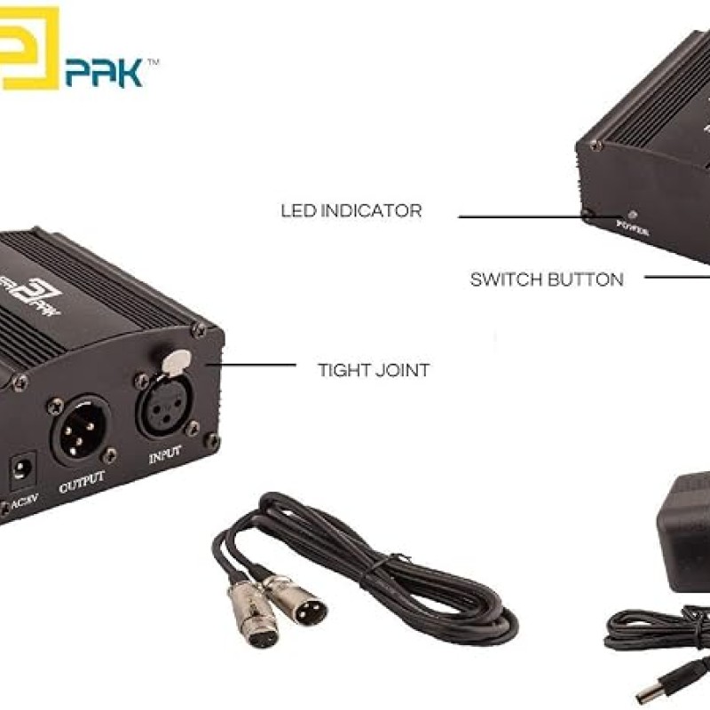 Powerpak 48V Phantom Power Supply 1 Channel for Condenser Microphone Music Recording Equipment (Black) Powerpak 48V Phantom Power Supply 1 Channel for Condenser Microphone Music Recording Equipment (Black)