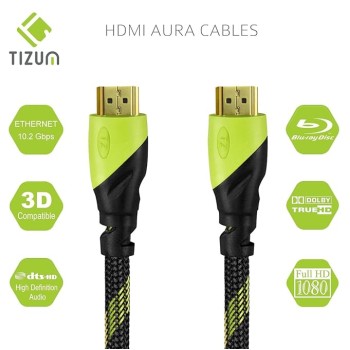 TIZUM High Speed HDMI Cable �Aura� -Gold Plated-High Speed Data 10.2Gbps, 3D, 4K, HD 1080P (33 Ft/10 M)