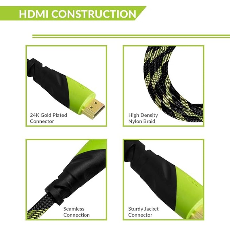 TIZUM High Speed HDMI Cable �Aura� -Gold Plated-High Speed Data 10.2Gbps, 3D, 4K, HD 1080P (33 Ft/10 M)