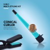 Havells 5-in-1 Multi Styling Kit - Straightener, Curler, Crimper, Conical Curler & Volume Brush, For Multiple Hair Styles, Blue/Black, HC4045 Havells 5-in-1 Multi Styling Kit - Straightener, Curler, Crimper, Conical Curler & Volume Brush, For Multiple Hair Styles, Blue/Black, HC4045